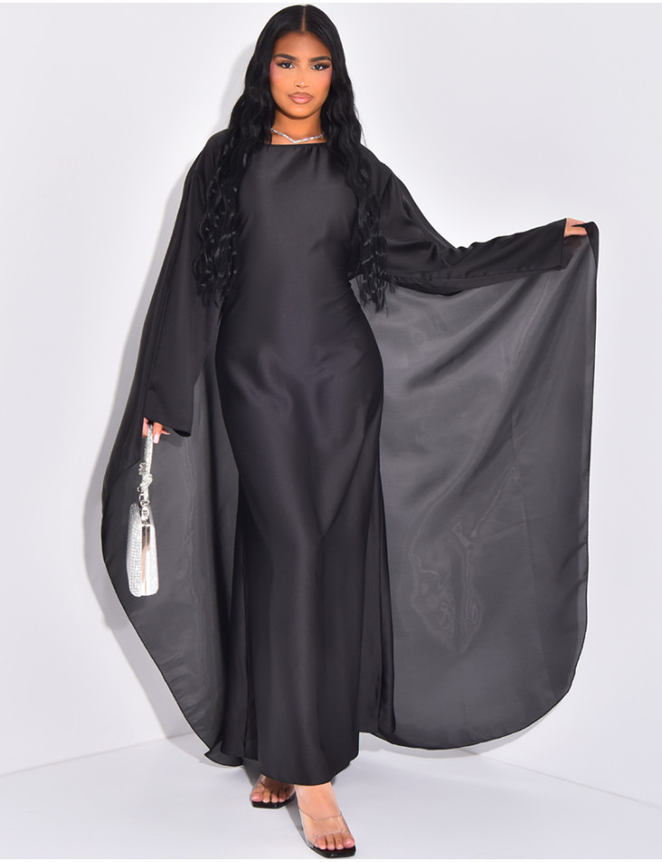 Sati maxi dress with iridescent cape at back