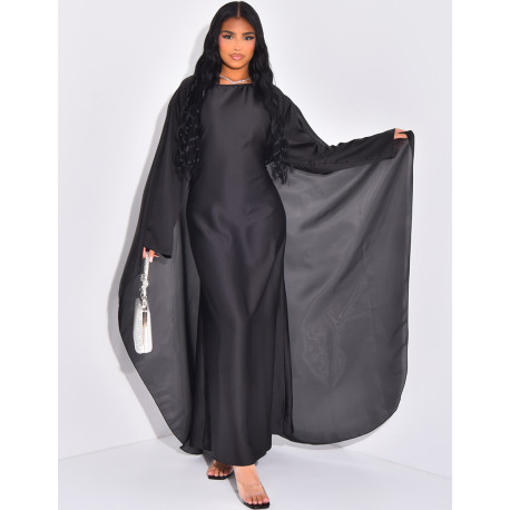 Sati maxi dress with iridescent cape at back