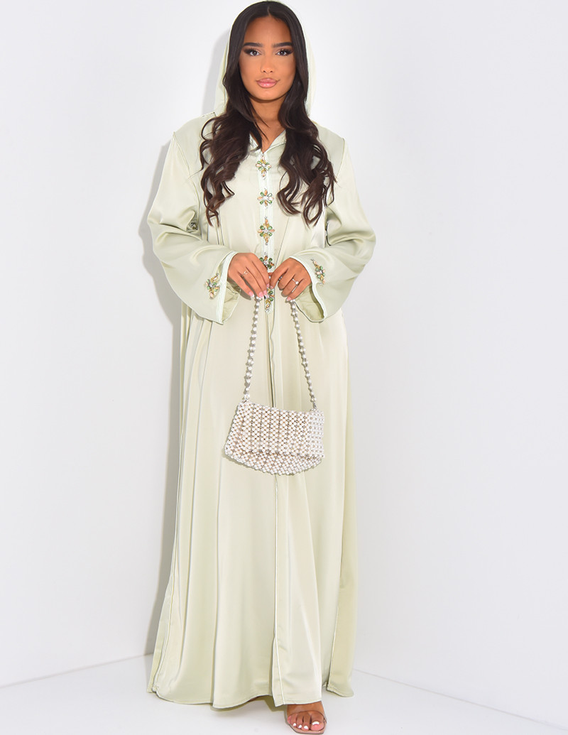 Premium satin abaya with...