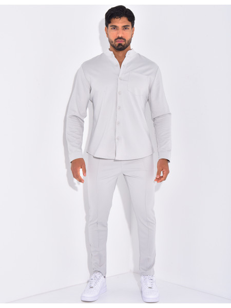 Ensemble pantalon et chemise à col rond