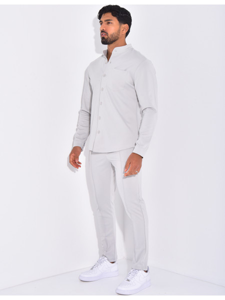 Ensemble pantalon et chemise à col rond
