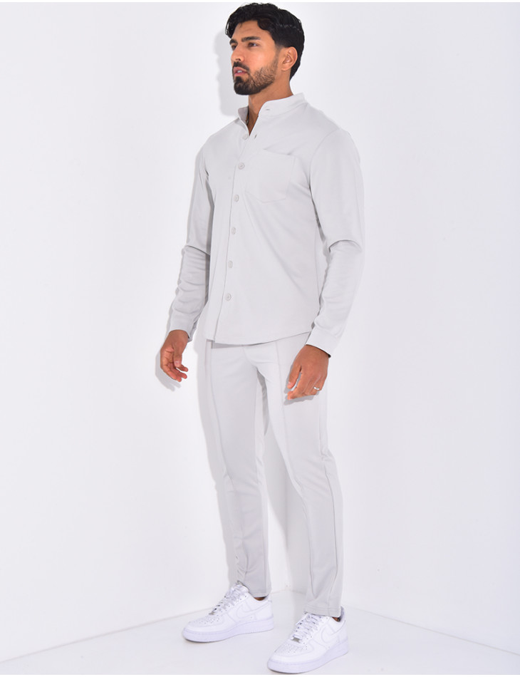 Ensemble pantalon et chemise à col rond