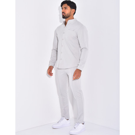 Ensemble pantalon et chemise à col rond