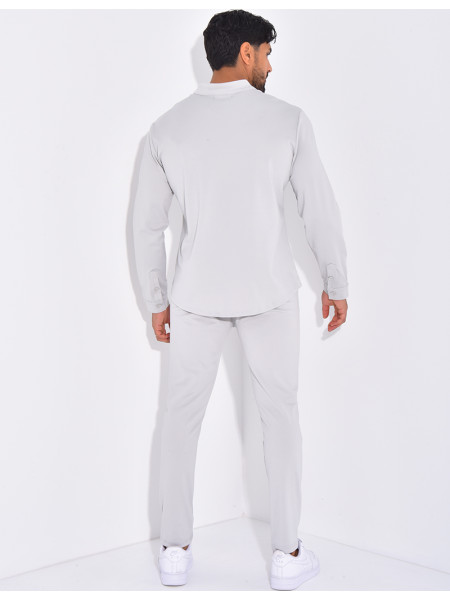 Ensemble pantalon et chemise à col rond