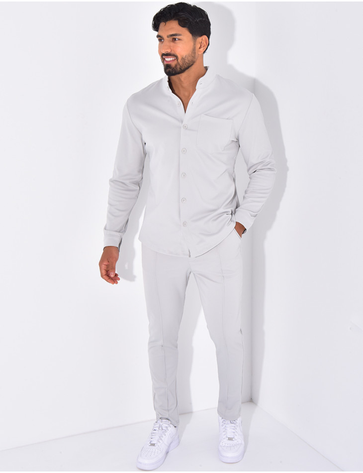 Ensemble pantalon et chemise à col rond