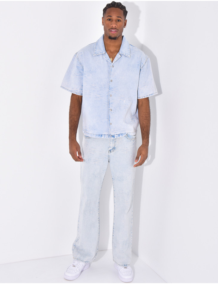 Ensemble en jeans à motifs pantalon et chemise