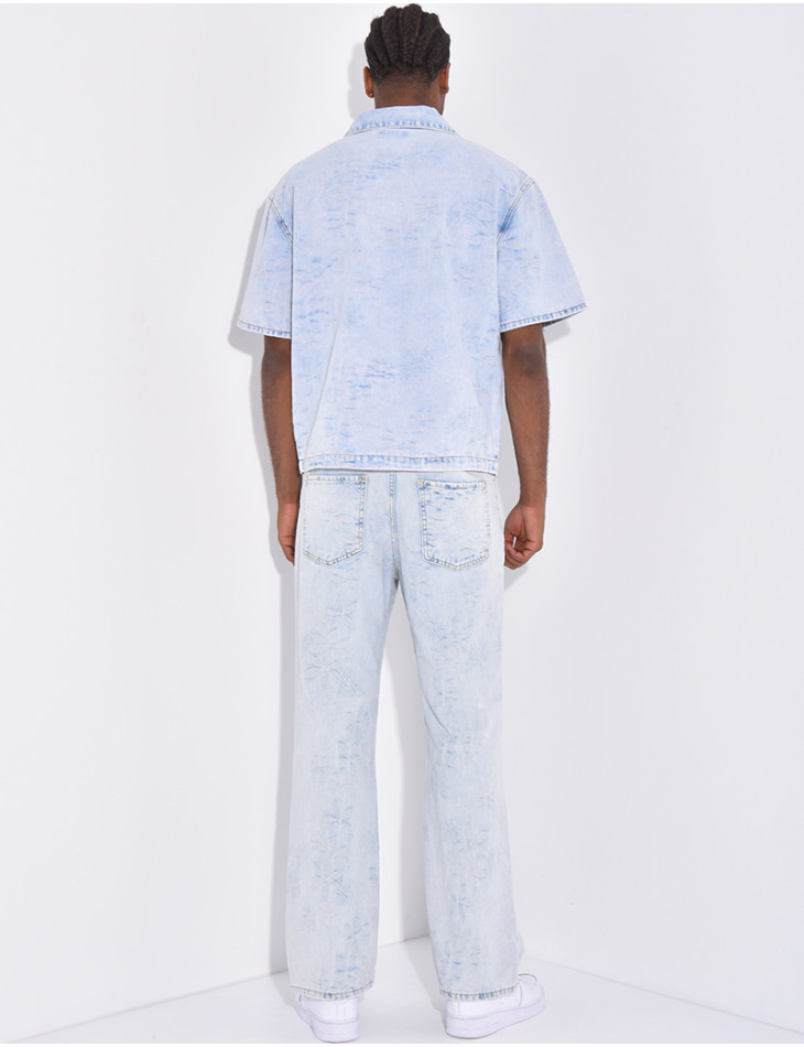 Ensemble en jeans à motifs pantalon et chemise