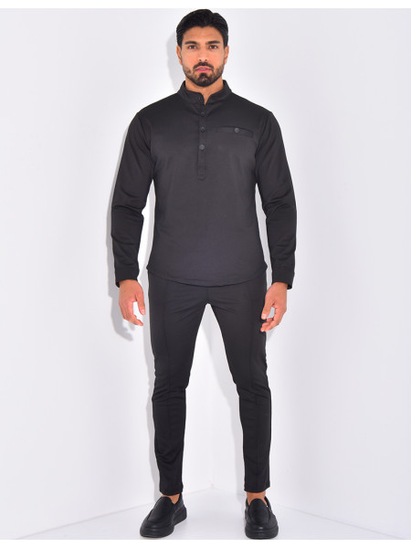 Round-neck trousers and shirt set