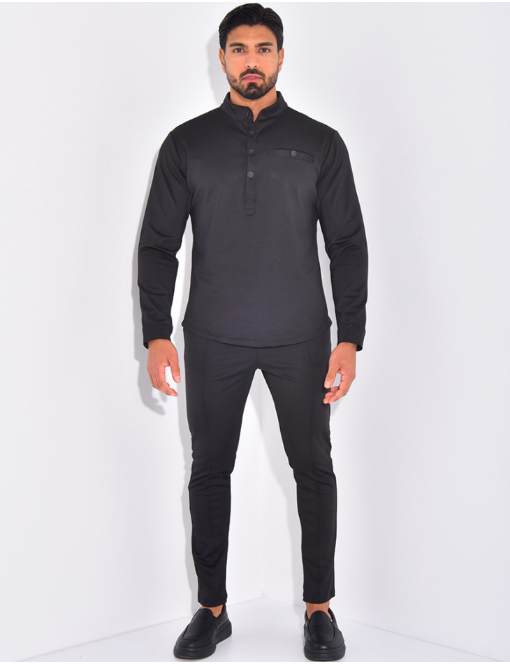 Round-neck trousers and shirt set