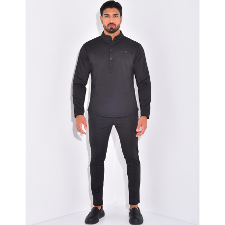 Round-neck trousers and shirt set