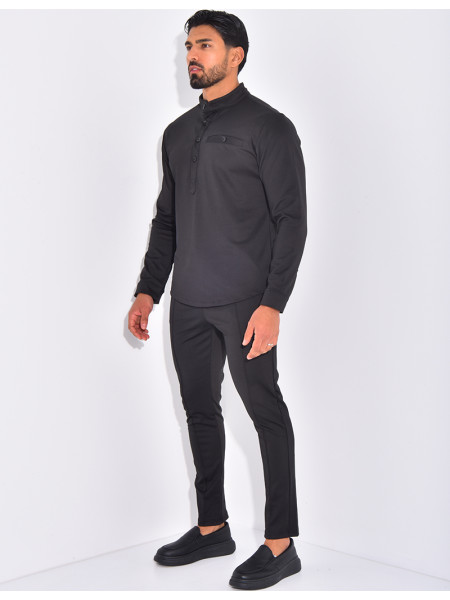 Round-neck trousers and shirt set