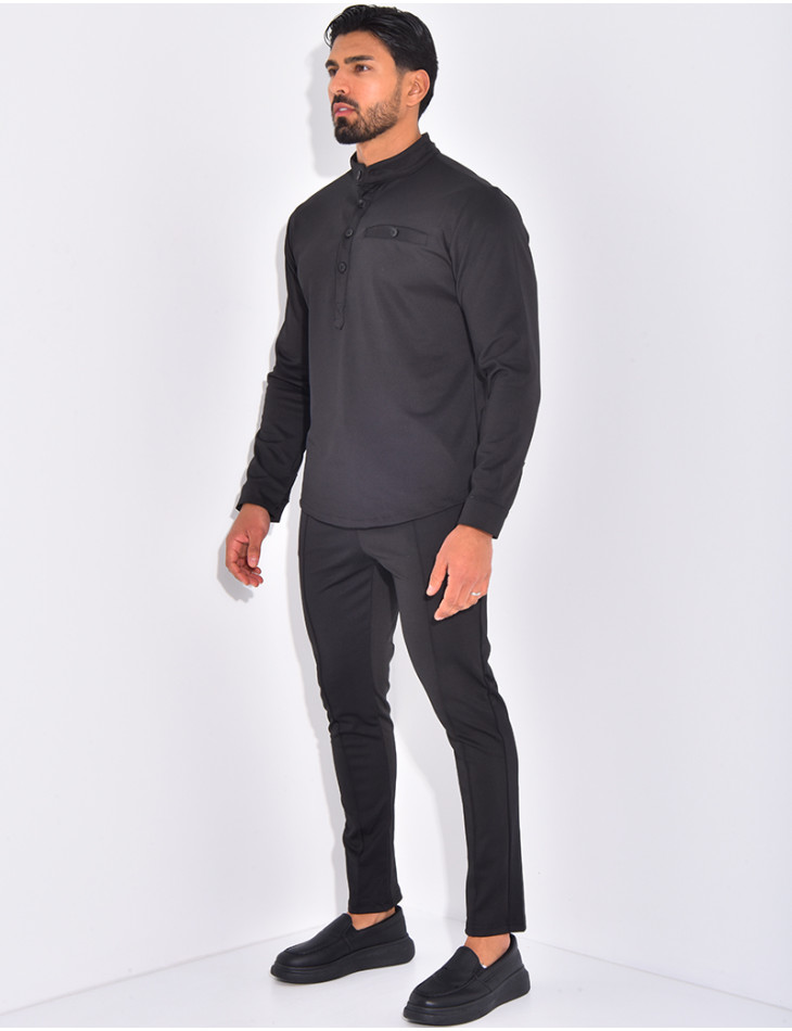 Round-neck trousers and shirt set