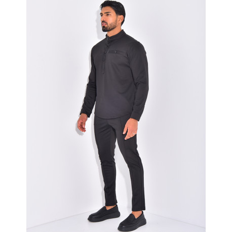 Round-neck trousers and shirt set