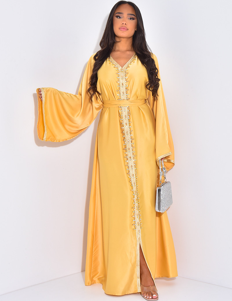 Premium satin abaya with...
