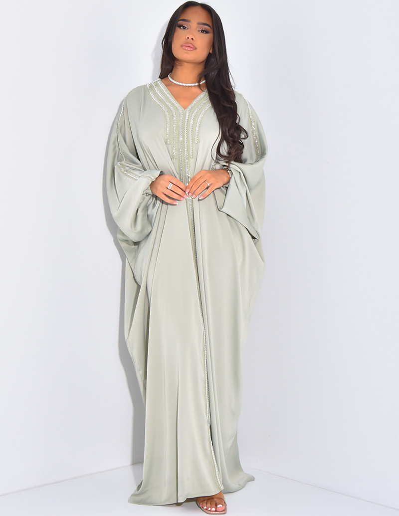 Abaya en satin texturé à...