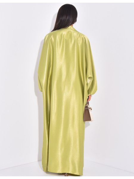 Ensemble jupe à nouer et kimono long en satin épais et brillant