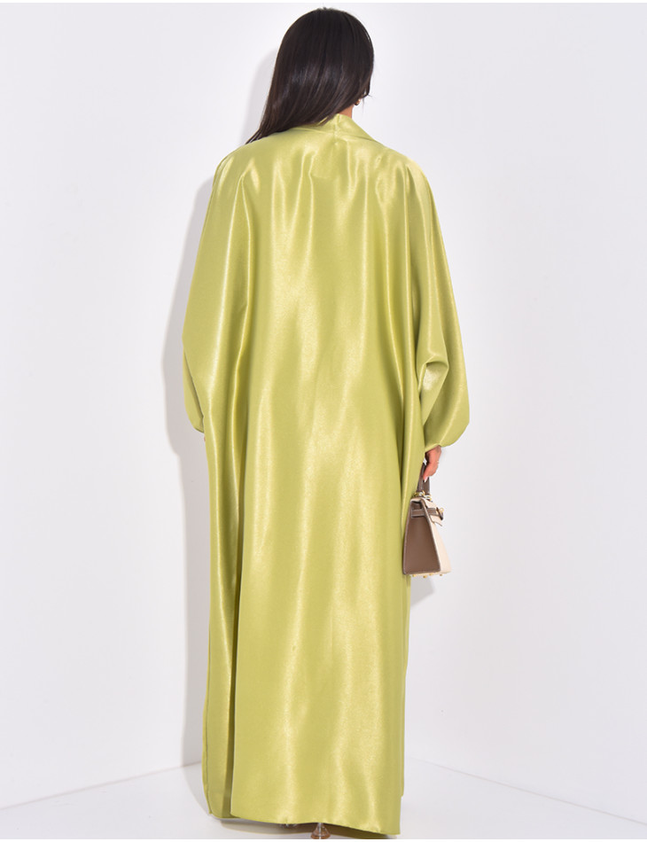 Ensemble jupe à nouer et kimono long en satin épais et brillant