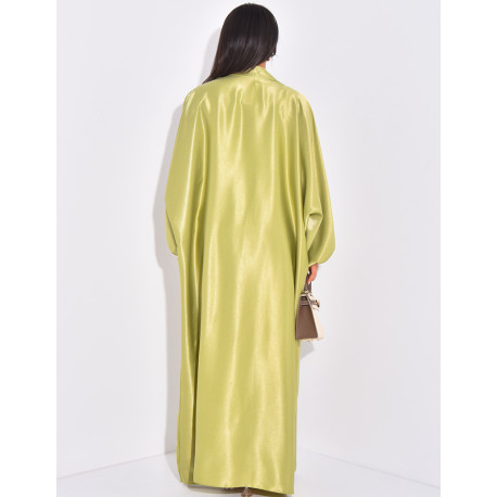 Ensemble jupe à nouer et kimono long en satin épais et brillant