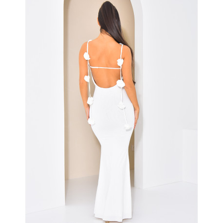 Body-hugging dress in jersey with embossed flowers