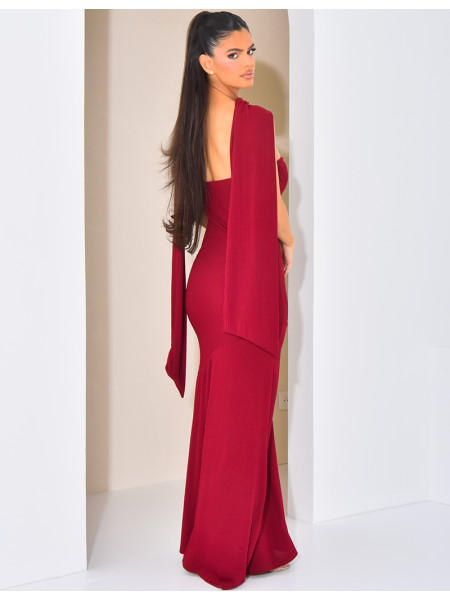 Asymmetrisches trägerloses Kleid mit Bindetuch