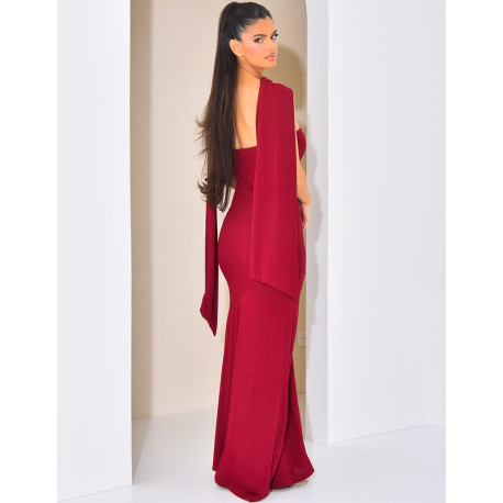 Asymmetrisches trägerloses Kleid mit Bindetuch