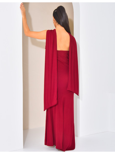 Asymmetrisches trägerloses Kleid mit Bindetuch