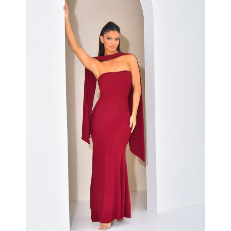 Asymmetrisches trägerloses Kleid mit Bindetuch