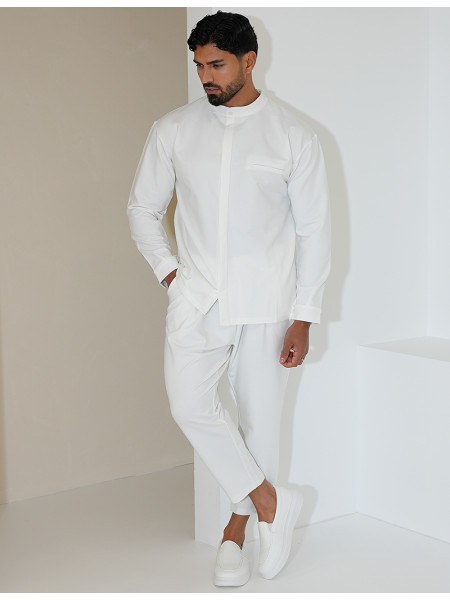 Round-neck trousers and shirt set
