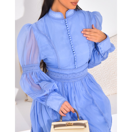 Langes besticktes Voile-Kleid