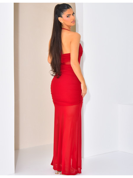 Neckholder-Kleid aus Tüll mit Rüschen