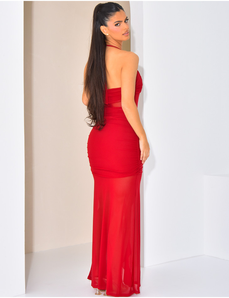 Neckholder-Kleid aus Tüll mit Rüschen