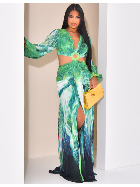 Kleid aus durchbrochenem Voile mit bedrucktem Muster