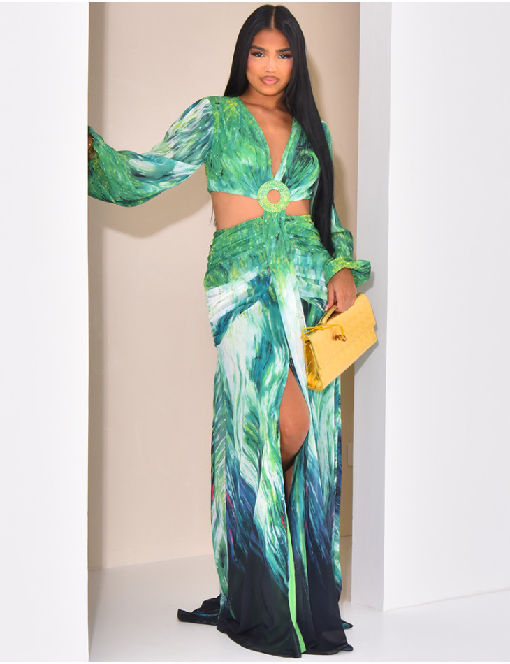 Kleid aus durchbrochenem Voile mit bedrucktem Muster