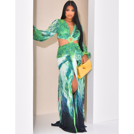 Kleid aus durchbrochenem Voile mit bedrucktem Muster