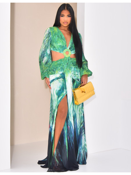 Kleid aus durchbrochenem Voile mit bedrucktem Muster