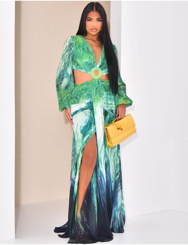 Kleid aus durchbrochenem Voile mit bedrucktem Muster