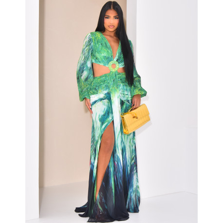 Kleid aus durchbrochenem Voile mit bedrucktem Muster