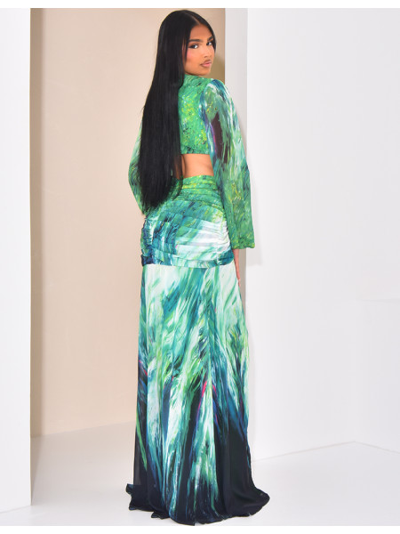 Kleid aus durchbrochenem Voile mit bedrucktem Muster