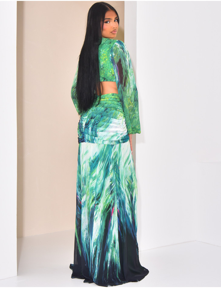 Kleid aus durchbrochenem Voile mit bedrucktem Muster