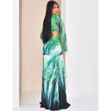 Kleid aus durchbrochenem Voile mit bedrucktem Muster