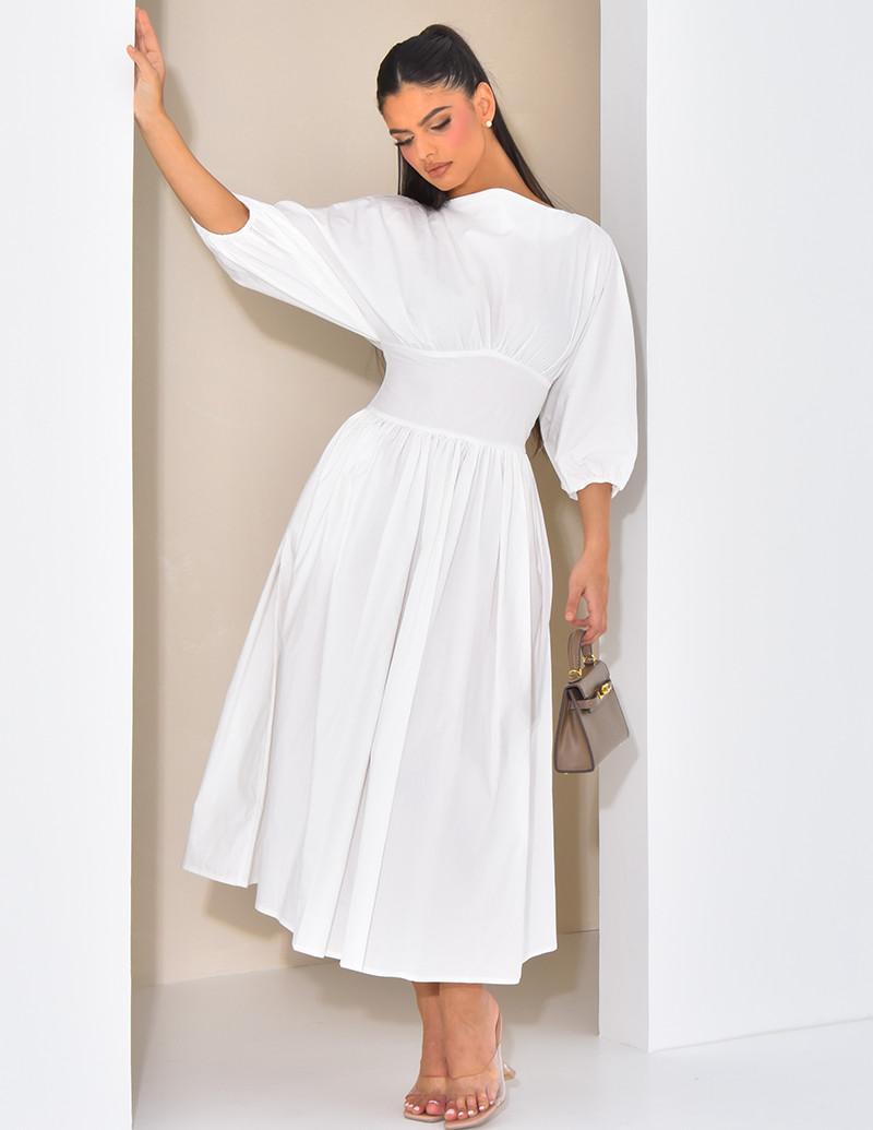 Long cotton dress fitted at...