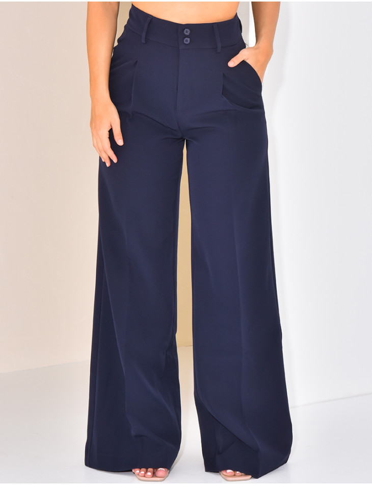 Pantalon de tailleur taille haute et droit