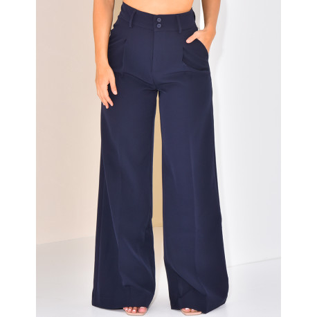 Pantalon de tailleur taille haute et droit