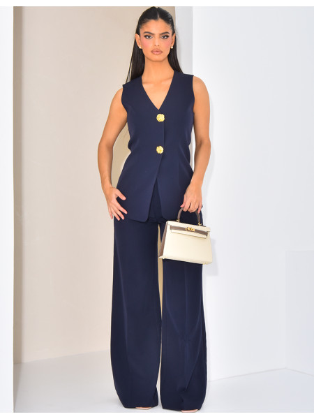 High-waisted, straight-leg tailored trousers