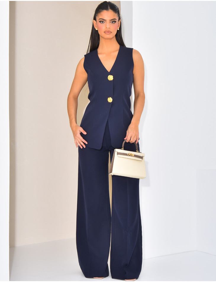 High-waisted, straight-leg tailored trousers