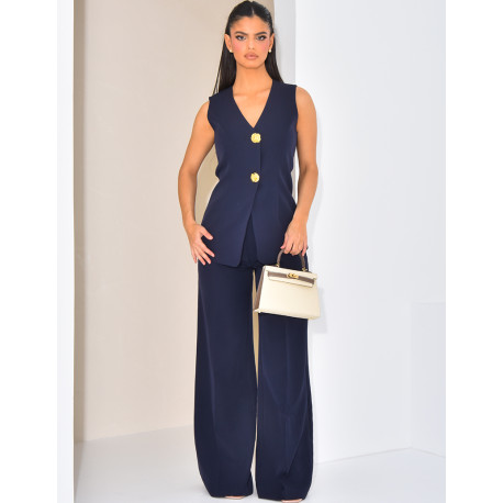 High-waisted, straight-leg tailored trousers