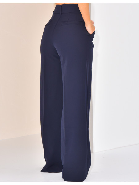 High-waisted, straight-leg tailored trousers