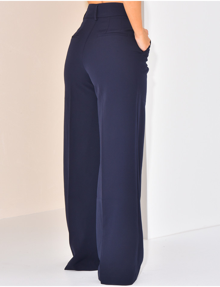 High-waisted, straight-leg tailored trousers