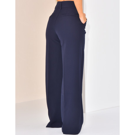 High-waisted, straight-leg tailored trousers