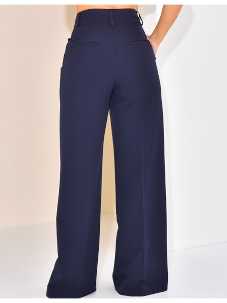 High-waisted, straight-leg tailored trousers